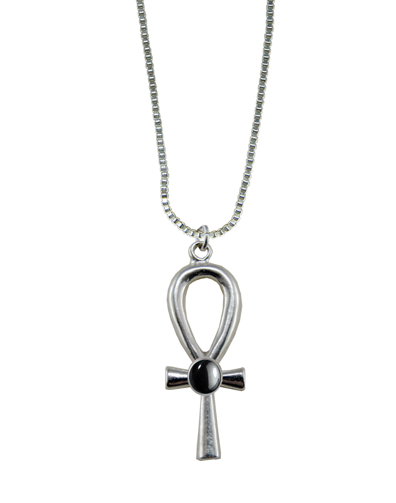 Sterling Silver Egyptian Ankh Pendant With Hematite